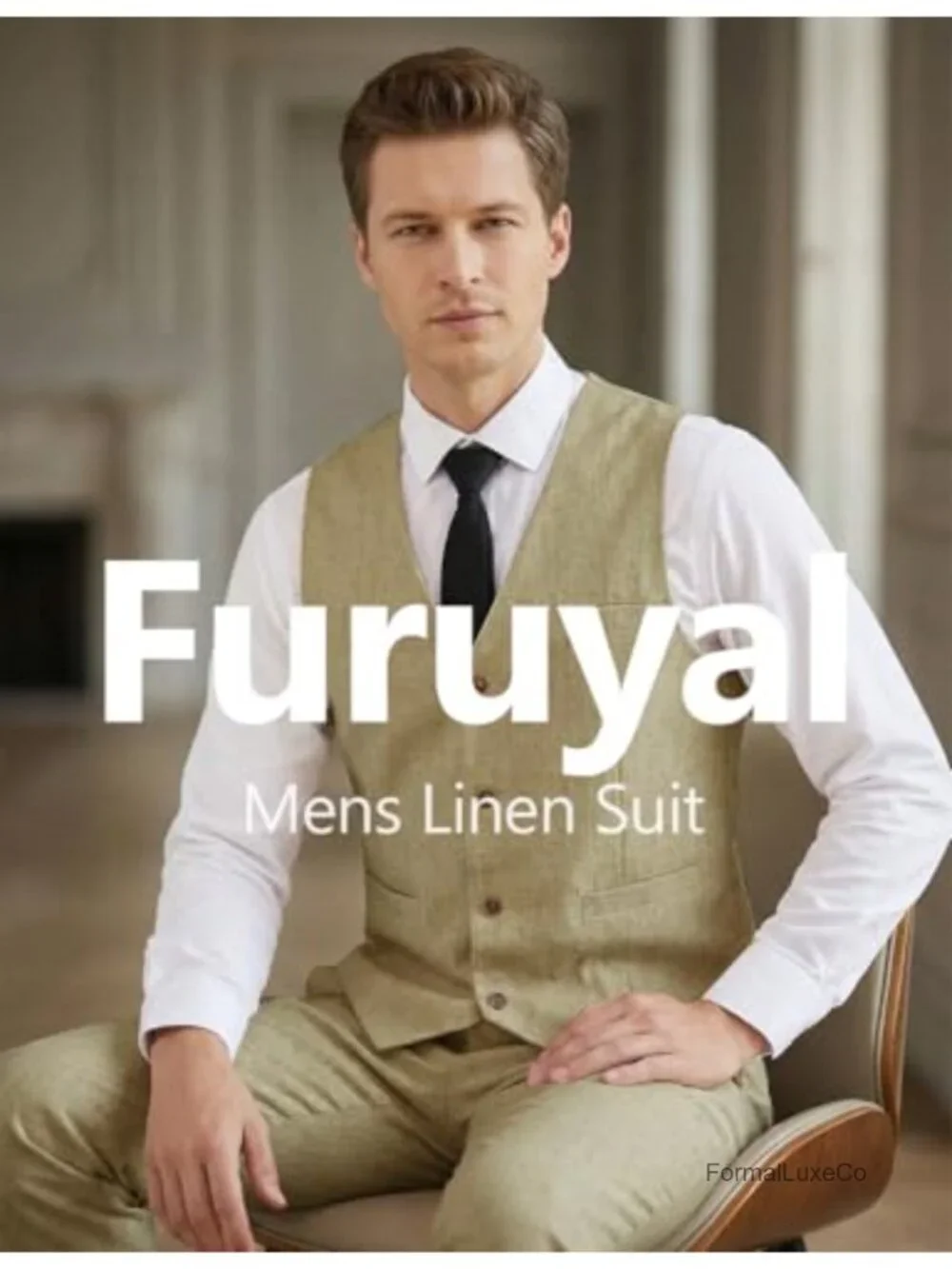 Lightweight Linen 2-Piece Suit Set Vest & Pants